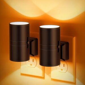 Amber Night Lights Plug into Wall, Dimmable Night Light Plug in, Modern Night Lights Auto On/Off, Amber Night Light 2000K, 0-100LM Adjustable Brightness Nightlight for Hallway Bedroom