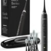Black Series Ultra Whitening Toothbrush – ADA Accepted Electric Toothbrush- 8 Brush Heads & Travel Case – 40,000 VPM Electric Motor & Wireless Charging - 4 Modes w Smart Timer