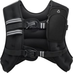 Weighted Vest, 6lb/8lb/12lb/16lb/20lb/25lb/30lb Weight Vest with Reflective Stripe for Workout, Strength Training, Running, Fitness, Muscle Building, Weight Loss, Weightlifting