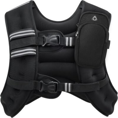 Weighted Vest, 6lb/8lb/12lb/16lb/20lb/25lb/30lb Weight Vest with Reflective Stripe for Workout, Strength Training, Running, Fitness, Muscle Building, Weight Loss, Weightlifting
