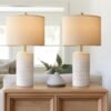 Modern Ceramic Table Lamp Set of 2 for Living Room White Desk Lamps for Bedroom Farmhouse Bedside Nightstand Bedside Lamp End Table Lamps Beige