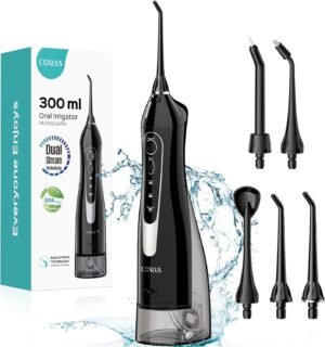 Water Dental Flosser Teeth Pick: Portable Cordless Oral Irrigator 300ML Rechargeable Travel Irrigation Cleaner IPX7 Waterproof Electric Flossing Machine for Teeth Cleaning
