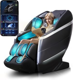 4D Full Body Massage Chair with Flexible 166° Track, Reading Light, 18 Massage Modes, 11 Techniques, 36 Airbags, Zero Gravity Recliner with Yoga Stretch and Foot Massage Black