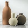 Ceramic Neutral Vases Home Decor | Rustic Flower Pottery Vases Modern Farmhouse Vase for Table Entryway Mantel Centerpiece Bookshelf Living Room Bathroom Bedroom -Brown Large