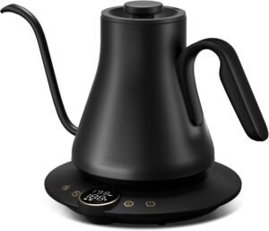 Electric Kettles, Gooseneck Electric Kettle, ±1℉ Temperature Control, Stainless Steel Inner, Quick Heating for Pour Over Coffee, Brew Tea, Boil Hot Water, 1500W/0.9L (Matte Black)