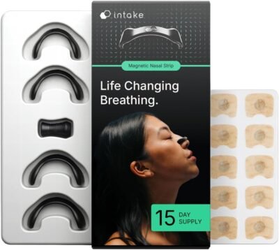 Breathing Nasal Strip Starter Kit (15 Count, Black) - Boost Oxygen Intake, Reduce Snoring, Improve Sleep Quality - Sweat Resistant, Skin Safe Nasal Strips - Extra Strength Snoring Solution