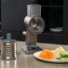 Rotary Cheese Grater, Aluminium, 3 Steel Drum Blades, Cheese, Vegetable, Chocolate, Nut, Fruit Grater with Handle, Non-Slip Suction Foot and Table Clamp, 5 Year Guarantee