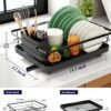 Dish Drying Rack for Kitchen Counter, Stainless Steel Sink Organization and Storage Essentials with Cutlery Holder, Home and Appartment Decor, 12''W x 15.5''L, Black