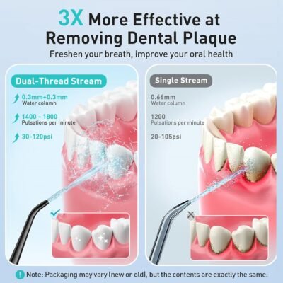 Water Dental Flosser Teeth Pick: Portable Cordless Oral Irrigator 300ML Rechargeable Travel Irrigation Cleaner IPX7 Waterproof Electric Flossing Machine for Teeth Cleaning