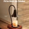 Epoch Candle Warmer Lamp with Timer & Stepless Dimmable, Electric Warmer Lamp for Jar Candles, Mid Century Modern Black Wax Melt with 2 Bulbs, Retro Decor House Warming Birthday Gifts for Her