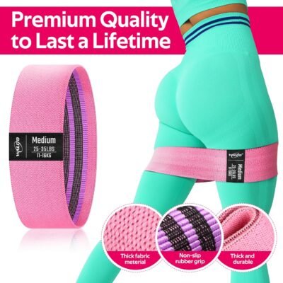 Resistance Bands for Working Out, Fabric Exercise Bands for Legs and Butt, Workout Bands for Women and Men, Booty Band for Yoga Starter Set, Pilates, Rehab, Fitness and Home Workout