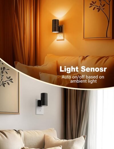 Amber Night Lights Plug into Wall, Dimmable Night Light Plug in, Modern Night Lights Auto On/Off, Amber Night Light 2000K, 0-100LM Adjustable Brightness Nightlight for Hallway Bedroom
