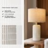 Modern Ceramic Table Lamp Set of 2 for Living Room White Desk Lamps for Bedroom Farmhouse Bedside Nightstand Bedside Lamp End Table Lamps Beige