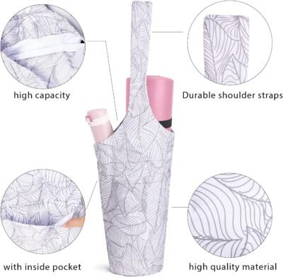 Yoga Mat Bag with Large Size Pocket and Zipper Pocket，Yoga Bag Adjustable Shoulder Strap- Holds More Yoga Accessories