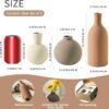 Ceramic Neutral Vases Home Decor | Rustic Flower Pottery Vases Modern Farmhouse Vase for Table Entryway Mantel Centerpiece Bookshelf Living Room Bathroom Bedroom -Brown Large