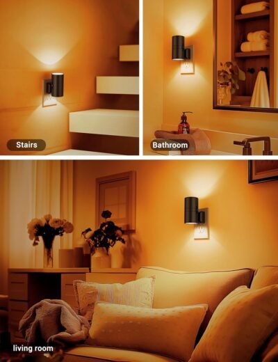 Amber Night Lights Plug into Wall, Dimmable Night Light Plug in, Modern Night Lights Auto On/Off, Amber Night Light 2000K, 0-100LM Adjustable Brightness Nightlight for Hallway Bedroom