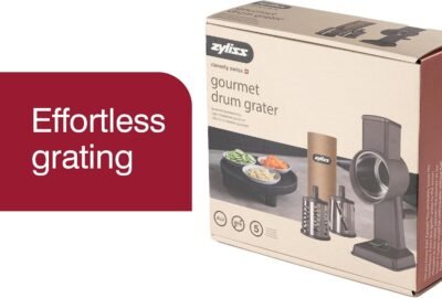 Rotary Cheese Grater, Aluminium, 3 Steel Drum Blades, Cheese, Vegetable, Chocolate, Nut, Fruit Grater with Handle, Non-Slip Suction Foot and Table Clamp, 5 Year Guarantee