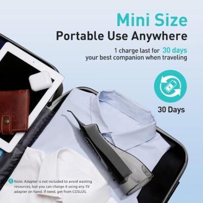Water Dental Flosser Teeth Pick: Portable Cordless Oral Irrigator 300ML Rechargeable Travel Irrigation Cleaner IPX7 Waterproof Electric Flossing Machine for Teeth Cleaning