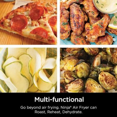 Air Fryer, Roast, Bake, Air Fry, Roast, Broil, Reheats, & Dehydrates, 4-in-1, Fries, Frozen Food, Veggies, and Juicy Meat, Less Oil, Easy Meals, Healthy Meals, Compact, 4 QT, Grey, AF101
