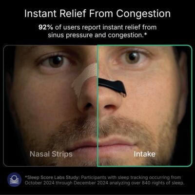 Breathing Nasal Strip Starter Kit (15 Count, Black) - Boost Oxygen Intake, Reduce Snoring, Improve Sleep Quality - Sweat Resistant, Skin Safe Nasal Strips - Extra Strength Snoring Solution
