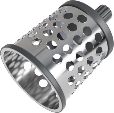 Rotary Cheese Grater, Aluminium, 3 Steel Drum Blades, Cheese, Vegetable, Chocolate, Nut, Fruit Grater with Handle, Non-Slip Suction Foot and Table Clamp, 5 Year Guarantee