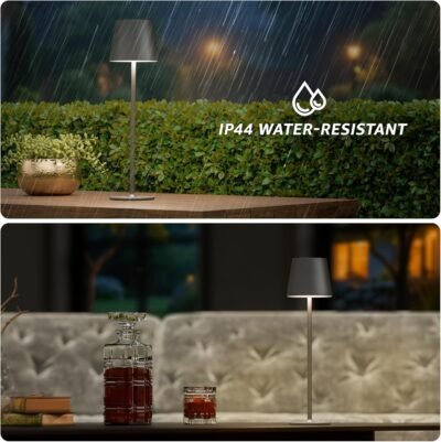 2 Pack Rechargeable Table Lamp Battery Operated Cordless Table Lamps with 3 Colors Stepless Dimming, Desk Night Light for Restaurant, Patio, Bedroom, Bar (Black)