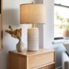 Modern Ceramic Table Lamp Set of 2 for Living Room White Desk Lamps for Bedroom Farmhouse Bedside Nightstand Bedside Lamp End Table Lamps Beige