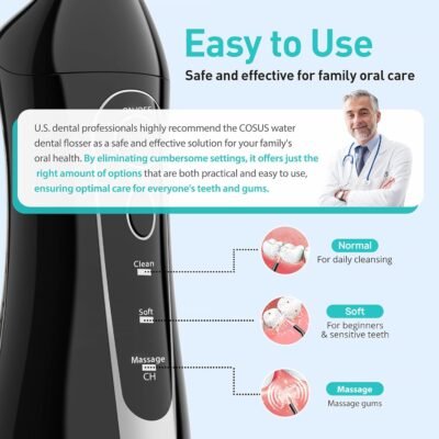 Water Dental Flosser Teeth Pick: Portable Cordless Oral Irrigator 300ML Rechargeable Travel Irrigation Cleaner IPX7 Waterproof Electric Flossing Machine for Teeth Cleaning