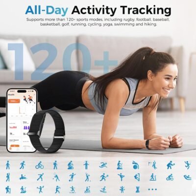 Smart Health Wristband, Wearable Health Fitness Tracker, 120+ Sports Modes, All-Day Automatic Monitoring, with Pedometer/Improve Sleep/Stress/Health, IP68 Waterproof, 2 Pack Bands, Free APP
