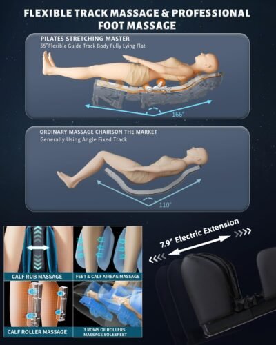 4D Full Body Massage Chair with Flexible 166° Track, Reading Light, 18 Massage Modes, 11 Techniques, 36 Airbags, Zero Gravity Recliner with Yoga Stretch and Foot Massage Black