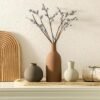 Ceramic Neutral Vases Home Decor | Rustic Flower Pottery Vases Modern Farmhouse Vase for Table Entryway Mantel Centerpiece Bookshelf Living Room Bathroom Bedroom -Brown Large
