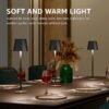 2 Pack Rechargeable Table Lamp Battery Operated Cordless Table Lamps with 3 Colors Stepless Dimming, Desk Night Light for Restaurant, Patio, Bedroom, Bar (Black)