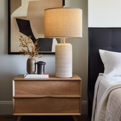 Modern Ceramic Table Lamp Set of 2 for Living Room White Desk Lamps for Bedroom Farmhouse Bedside Nightstand Bedside Lamp End Table Lamps Beige