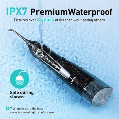 Water Dental Flosser Teeth Pick: Portable Cordless Oral Irrigator 300ML Rechargeable Travel Irrigation Cleaner IPX7 Waterproof Electric Flossing Machine for Teeth Cleaning
