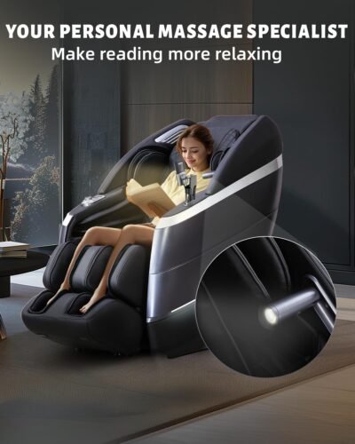 4D Full Body Massage Chair with Flexible 166° Track, Reading Light, 18 Massage Modes, 11 Techniques, 36 Airbags, Zero Gravity Recliner with Yoga Stretch and Foot Massage Black