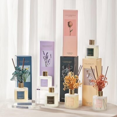 Reed Diffuser Set, 6.7 oz Clean Linen Scented Diffuser with Sticks Home Fragrance Reed Diffuser for Bathroom Shelf Decor