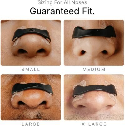 Breathing Nasal Strip Starter Kit (15 Count, Black) - Boost Oxygen Intake, Reduce Snoring, Improve Sleep Quality - Sweat Resistant, Skin Safe Nasal Strips - Extra Strength Snoring Solution