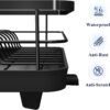 Dish Drying Rack for Kitchen Counter, Stainless Steel Sink Organization and Storage Essentials with Cutlery Holder, Home and Appartment Decor, 12''W x 15.5''L, Black