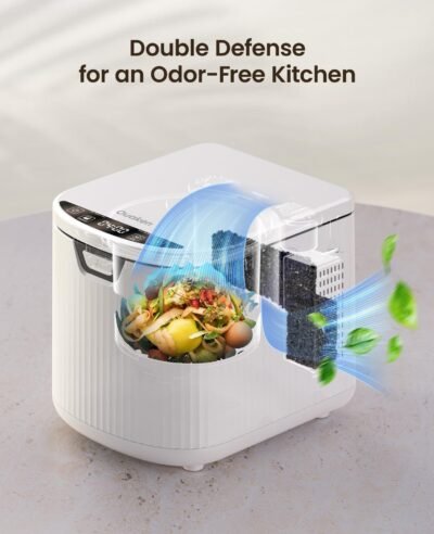 Electric Composter for Kitchen,Ouaken 3L Indoor Kitchen Waste Compost Machine Countertop Smart Composting Bin,Compact Food Recycler for Home with Low Noise,Odorless,Auto-Clean,LED Display