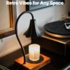 Epoch Candle Warmer Lamp with Timer & Stepless Dimmable, Electric Warmer Lamp for Jar Candles, Mid Century Modern Black Wax Melt with 2 Bulbs, Retro Decor House Warming Birthday Gifts for Her