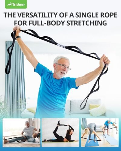 Stretching Strap Yoga Strap Physical Therapy for Home Workout, Exercise, Pilates and Gymnastics, 10 Loops Non-Elastic Stretch Bands with Aesthetic Packaging for Women & Men