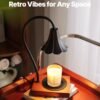 Epoch Candle Warmer Lamp with Timer & Stepless Dimmable, Electric Warmer Lamp for Jar Candles, Mid Century Modern Black Wax Melt with 2 Bulbs, Retro Decor House Warming Birthday Gifts for Her