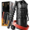 5 in1 Foam Roller Set, Trigger Point Foam Roller, Massage Roller Stick, Massage Ball, Resistance Band for Deep Muscle Massage Pilates Yoga,Fitness Exercise for Whole Body (Black-Red)