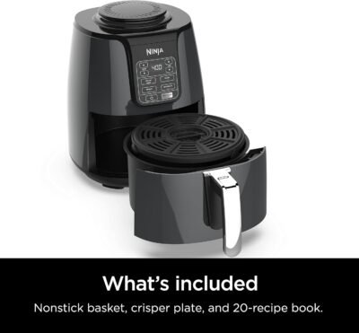 Air Fryer, Roast, Bake, Air Fry, Roast, Broil, Reheats, & Dehydrates, 4-in-1, Fries, Frozen Food, Veggies, and Juicy Meat, Less Oil, Easy Meals, Healthy Meals, Compact, 4 QT, Grey, AF101