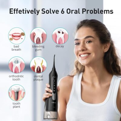 Water Dental Flosser Teeth Pick: Portable Cordless Oral Irrigator 300ML Rechargeable Travel Irrigation Cleaner IPX7 Waterproof Electric Flossing Machine for Teeth Cleaning