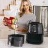 Air Fryer, Roast, Bake, Air Fry, Roast, Broil, Reheats, & Dehydrates, 4-in-1, Fries, Frozen Food, Veggies, and Juicy Meat, Less Oil, Easy Meals, Healthy Meals, Compact, 4 QT, Grey, AF101