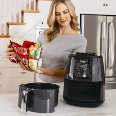 Air Fryer, Roast, Bake, Air Fry, Roast, Broil, Reheats, & Dehydrates, 4-in-1, Fries, Frozen Food, Veggies, and Juicy Meat, Less Oil, Easy Meals, Healthy Meals, Compact, 4 QT, Grey, AF101