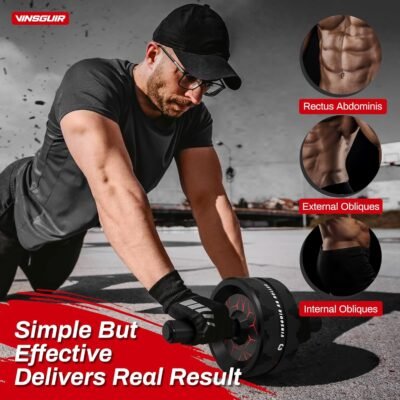 Ab Roller Wheel, Abs & Core Workout Equipment for Home Gym with Knee Pad Accessories, Abdominal Wheel for Full-body Strength Training