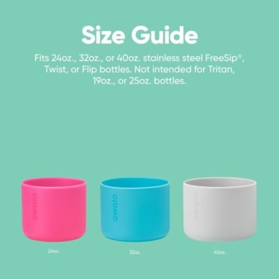 Owala Silicone Water Bottle Boot, Anti-Slip Protective Sleeve for Water Bottle, Protects FreeSip, Twist, and Flip Stainless Steel Water Bottles, 24 Oz, Black