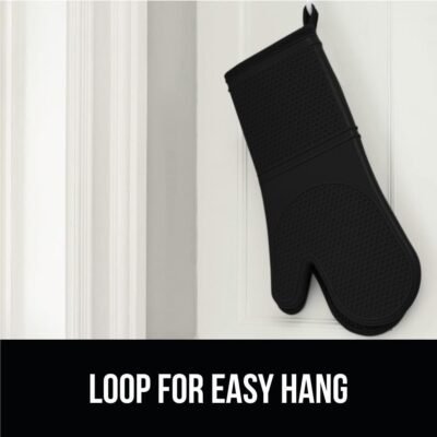 512Lok-udUL._AC_SL1000_.jpg GORILLA GRIP Heat Resistant Durable Silicone Oven Mitts, BPA-Free Protective Grilling Potholders, Soft Cotton Lining, Flexible Waterproof Cooking Mitt Set, Kitchen Home Essentials, 12.5x8.3, Black